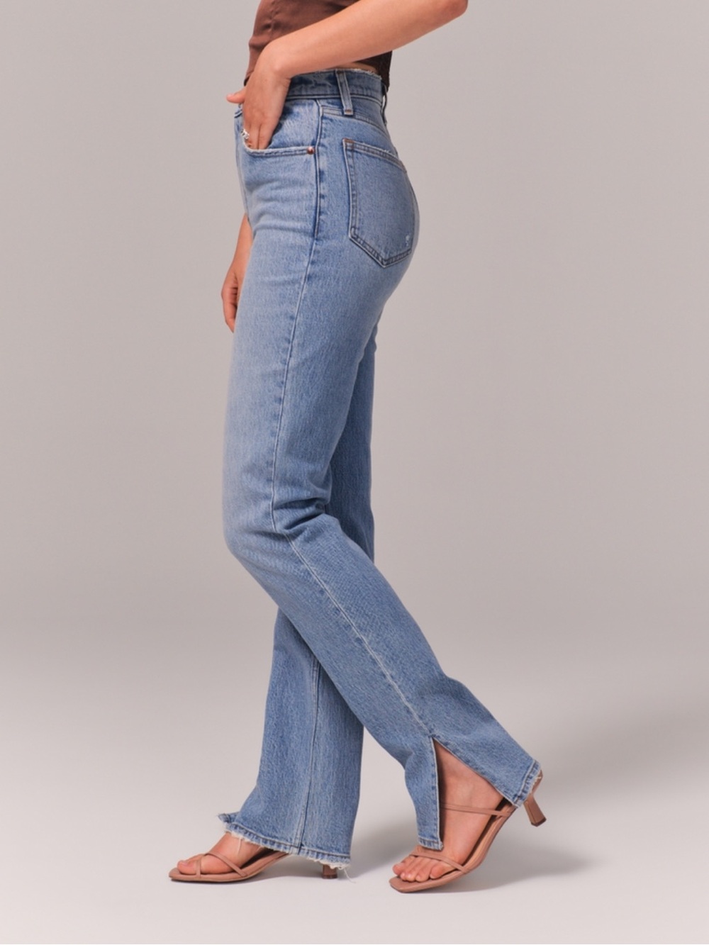 The 90’s Straight Ultra High Rise Split Hem Jeans